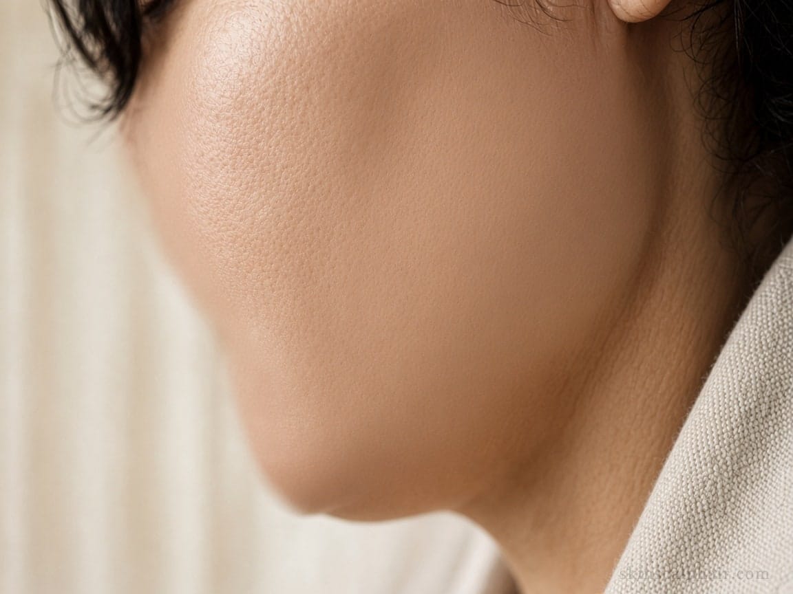 After dermaplaning in Aventura: smoother cheek surface, cosmetic exfoliation only