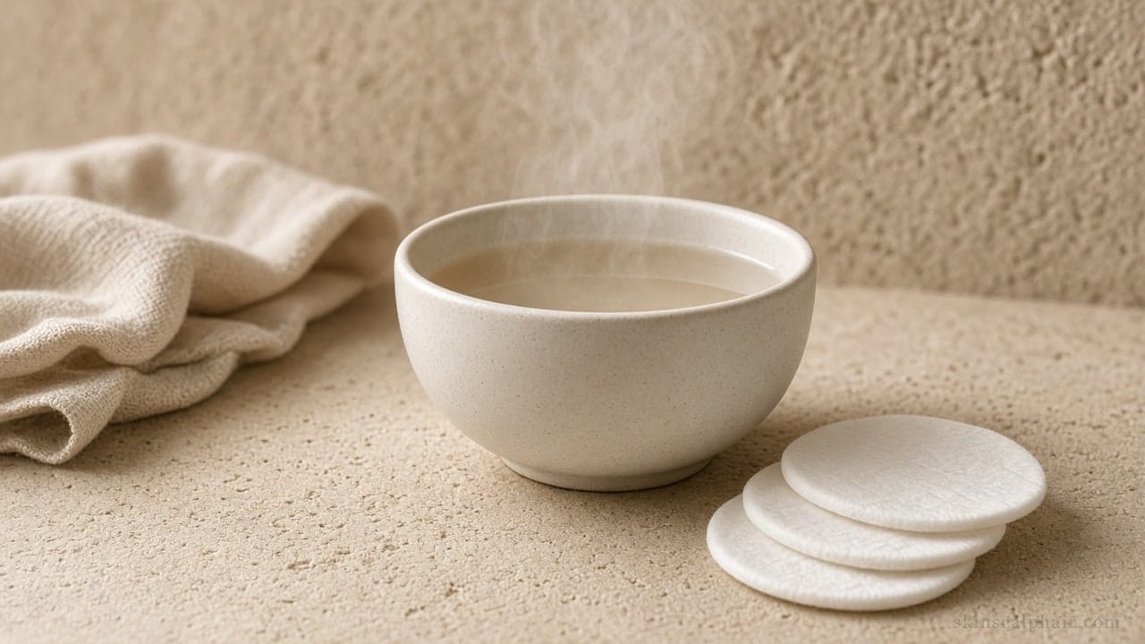 Ceramic bowl and cloth for a professional facial cleanse